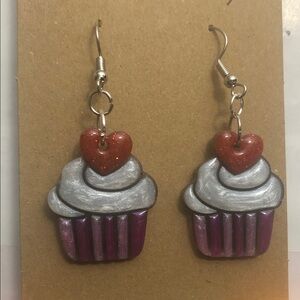 Cupcake Heart Earrings